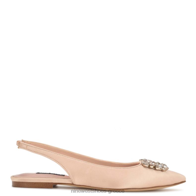 Nine West μπλουζάκια slingback flats 2JJ4N1784 γυμνό σατέν κρύσταλλο