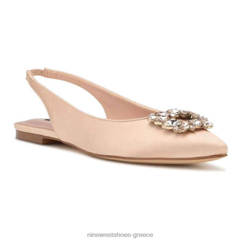 Nine West μπλουζάκια slingback flats 2JJ4N1784 γυμνό σατέν κρύσταλλο