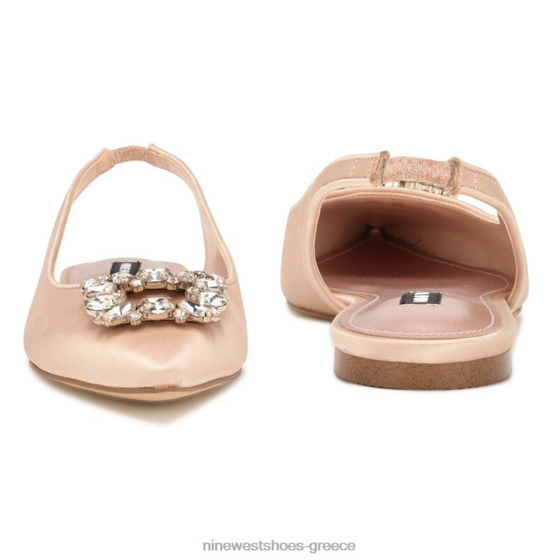 Nine West μπλουζάκια slingback flats 2JJ4N1784 γυμνό σατέν κρύσταλλο