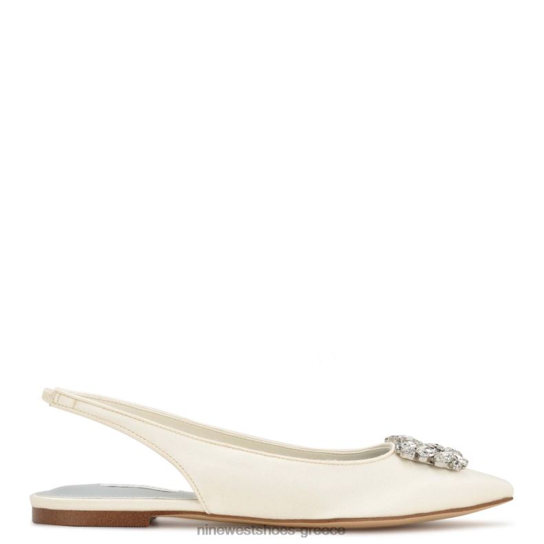 Nine West μπλουζάκια slingback flats 2JJ4N1785 ιβουάρ κρυστάλλινο σατέν