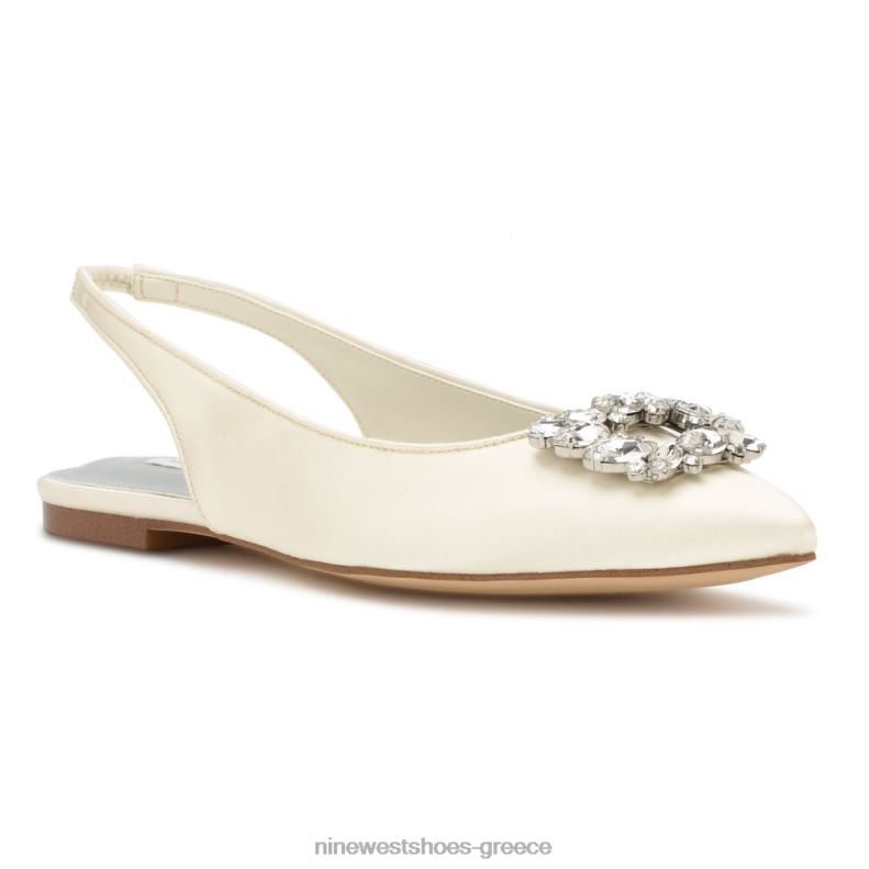 Nine West μπλουζάκια slingback flats 2JJ4N1785 ιβουάρ κρυστάλλινο σατέν