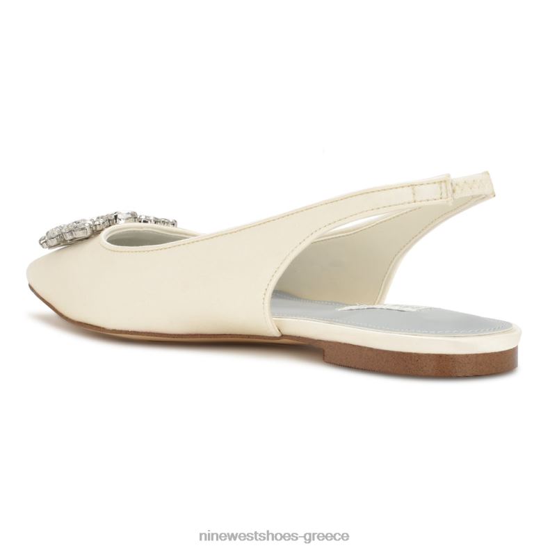 Nine West μπλουζάκια slingback flats 2JJ4N1785 ιβουάρ κρυστάλλινο σατέν