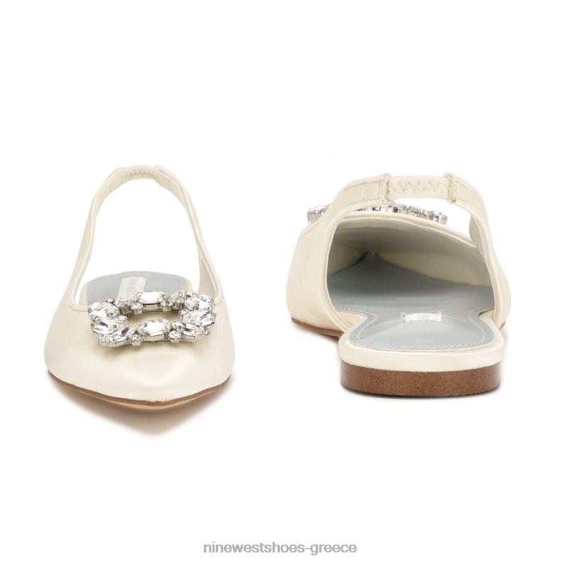 Nine West μπλουζάκια slingback flats 2JJ4N1785 ιβουάρ κρυστάλλινο σατέν