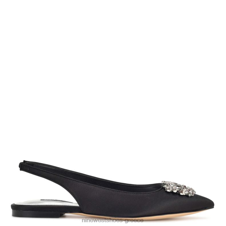 Nine West μπλουζάκια slingback flats 2JJ4N1786 μαύρο σατέν κρύσταλλο - Κάντε κλικ στην εικόνα για κλείσιμο