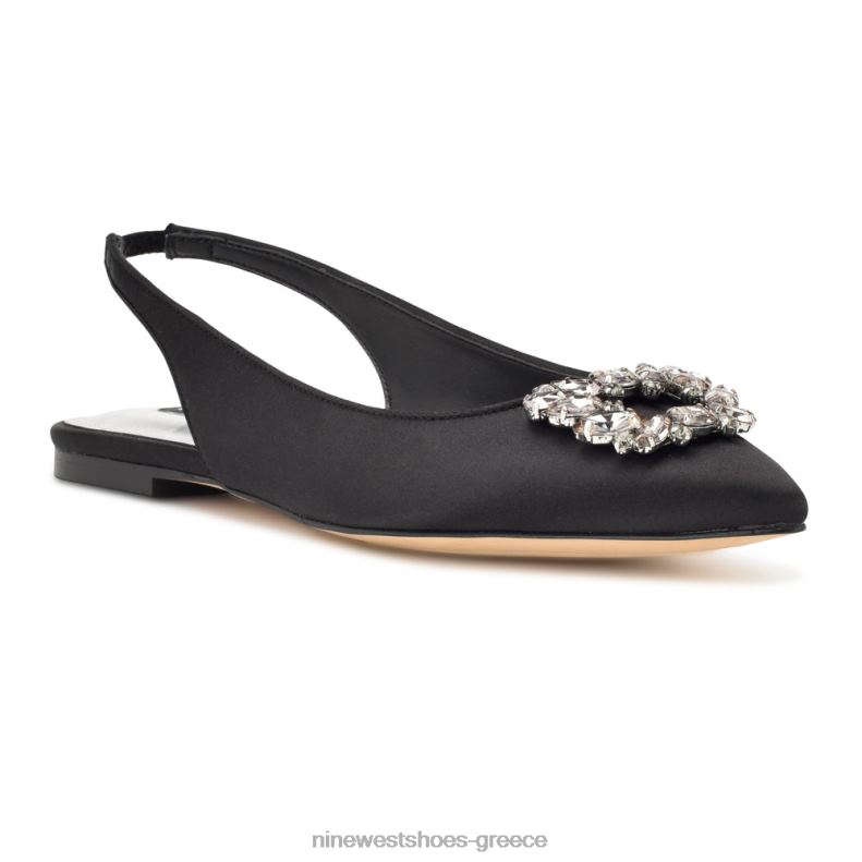 Nine West μπλουζάκια slingback flats 2JJ4N1786 μαύρο σατέν κρύσταλλο