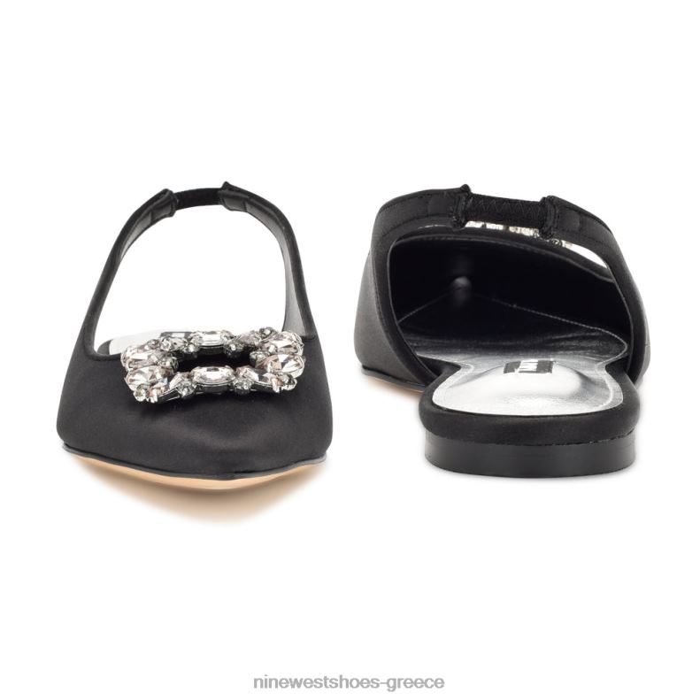 Nine West μπλουζάκια slingback flats 2JJ4N1786 μαύρο σατέν κρύσταλλο