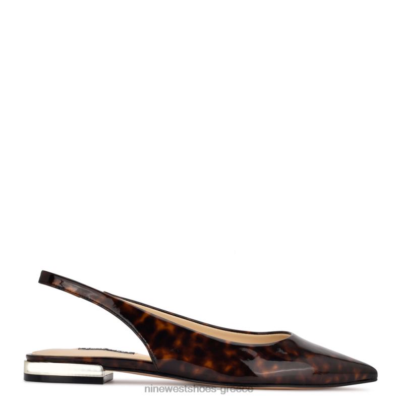 Nine West Μυτερά ίσια δάχτυλα με slingback lucee 2JJ4N1111 καφέ χελώνα - Κάντε κλικ στην εικόνα για κλείσιμο