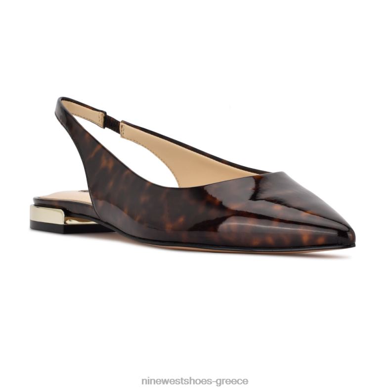 Nine West Μυτερά ίσια δάχτυλα με slingback lucee 2JJ4N1111 καφέ χελώνα