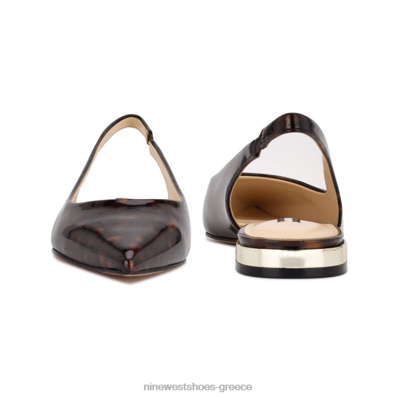 Nine West Μυτερά ίσια δάχτυλα με slingback lucee 2JJ4N1111 καφέ χελώνα