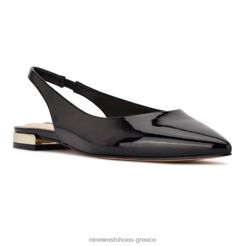 Nine West Μυτερά ίσια δάχτυλα με slingback lucee 2JJ4N1112 μαύρη πατέντα