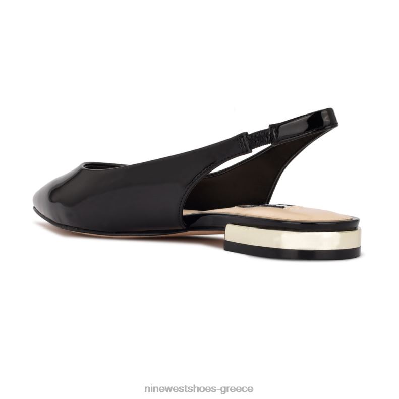 Nine West Μυτερά ίσια δάχτυλα με slingback lucee 2JJ4N1112 μαύρη πατέντα