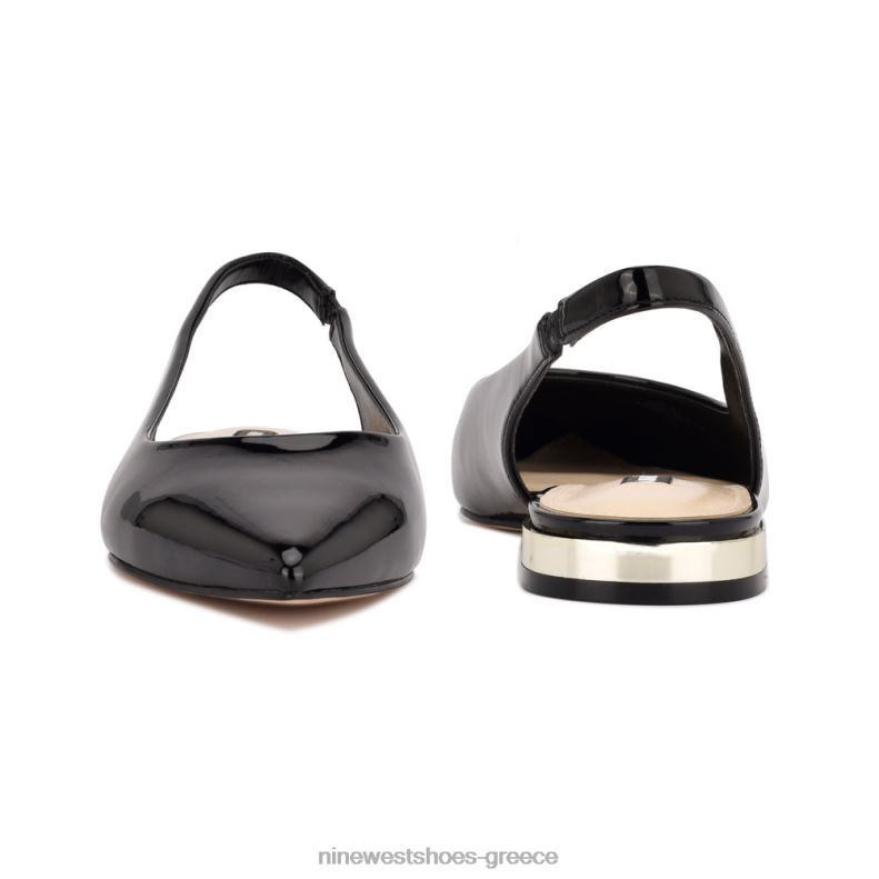 Nine West Μυτερά ίσια δάχτυλα με slingback lucee 2JJ4N1112 μαύρη πατέντα