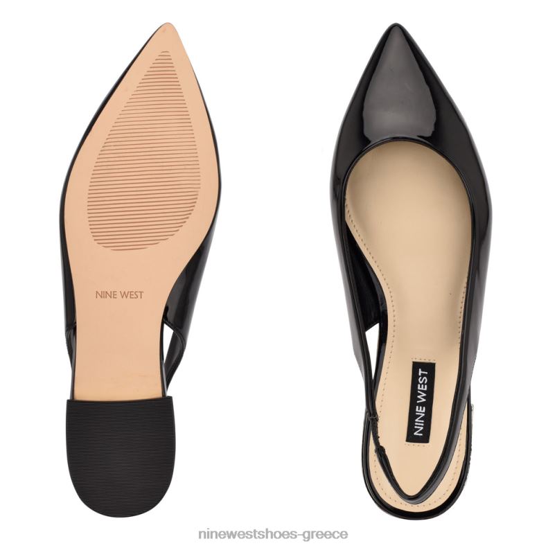 Nine West Μυτερά ίσια δάχτυλα με slingback lucee 2JJ4N1112 μαύρη πατέντα