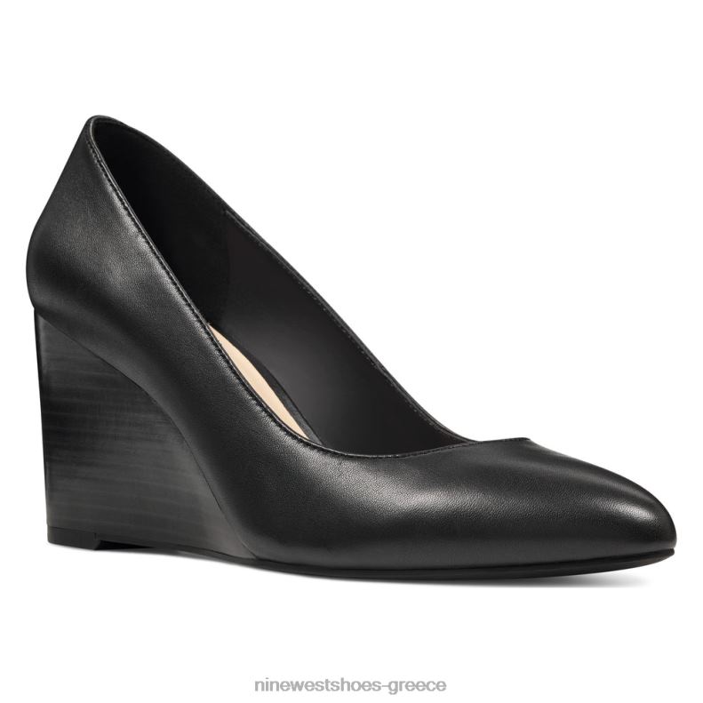 Nine West τζαζιν αμύγδαλο δάχτυλα σφήνες 2JJ4N2368 μαύρο δέρμα