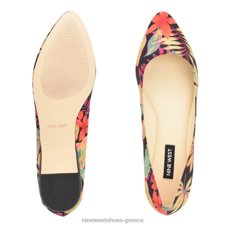 Nine West Speckup αμυγδαλωτά δάχτυλα 2JJ4N2096 μαύρο multi tropical floral