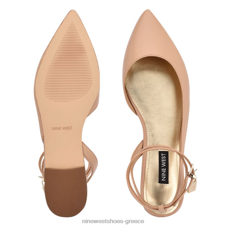 Nine West baria pointy flat toe 2JJ4N2211 ζεστό ρουζ δέρμα