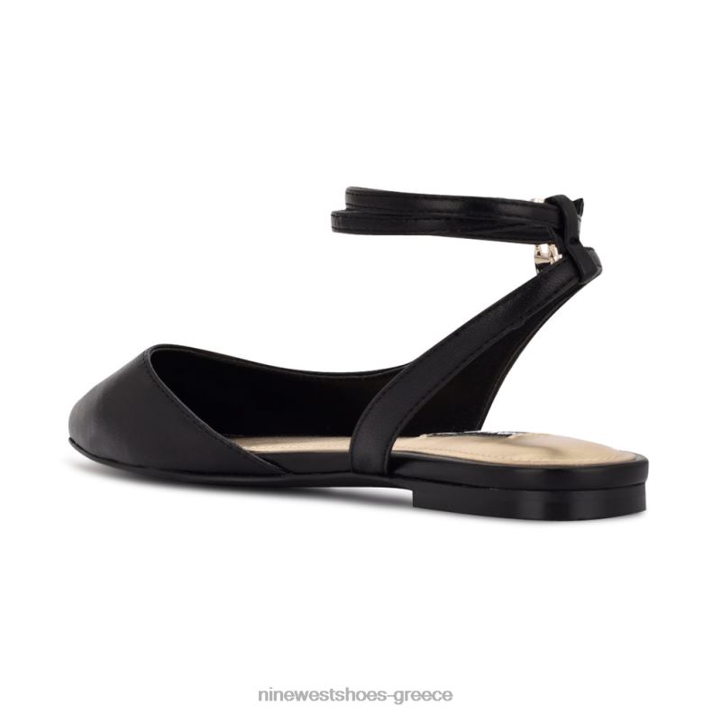 Nine West baria pointy flat toe 2JJ4N2212 μαύρο δέρμα