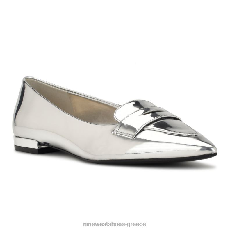 Nine West loafers με μυτερά μύτη λαλίν 2JJ4N2294 ασημί καθρέφτης μεταλλικός