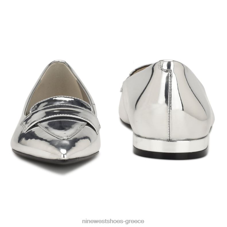 Nine West loafers με μυτερά μύτη λαλίν 2JJ4N2294 ασημί καθρέφτης μεταλλικός