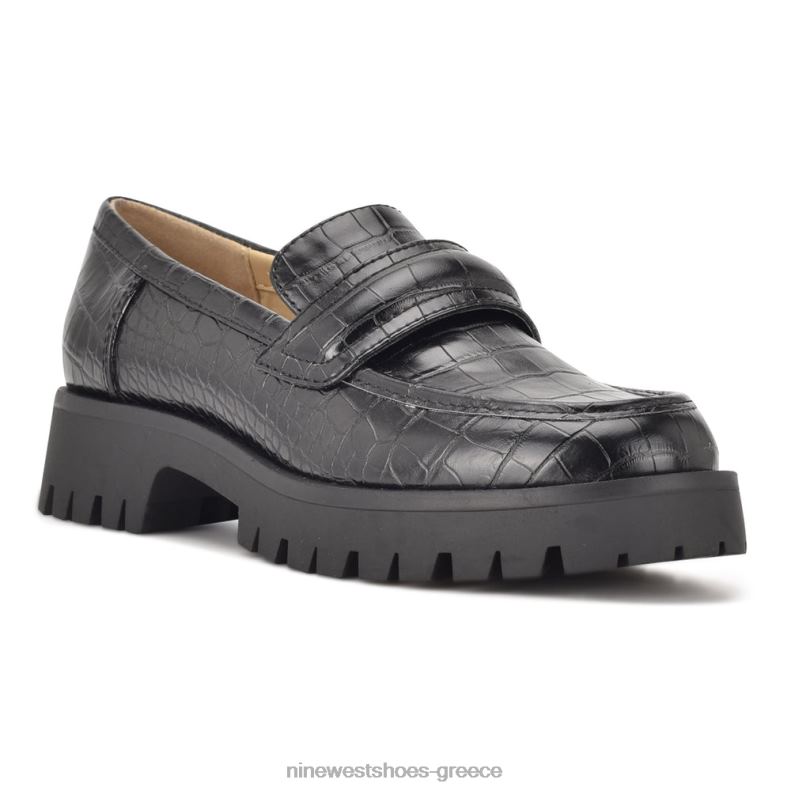 Nine West loafers σόλας garren 2JJ4N2328 μαύρο ανάγλυφο κρόκο