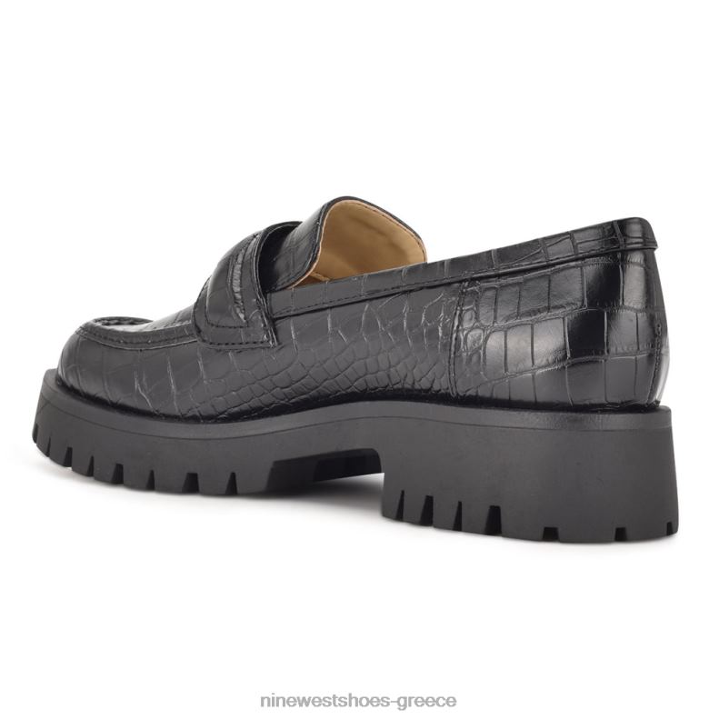 Nine West loafers σόλας garren 2JJ4N2328 μαύρο ανάγλυφο κρόκο