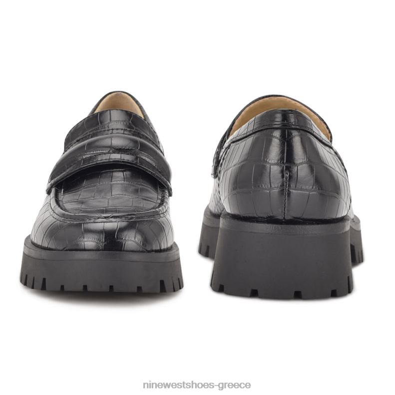 Nine West loafers σόλας garren 2JJ4N2328 μαύρο ανάγλυφο κρόκο