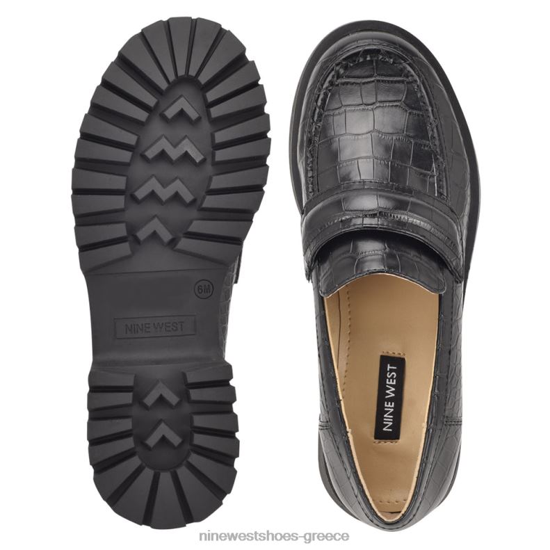 Nine West loafers σόλας garren 2JJ4N2328 μαύρο ανάγλυφο κρόκο