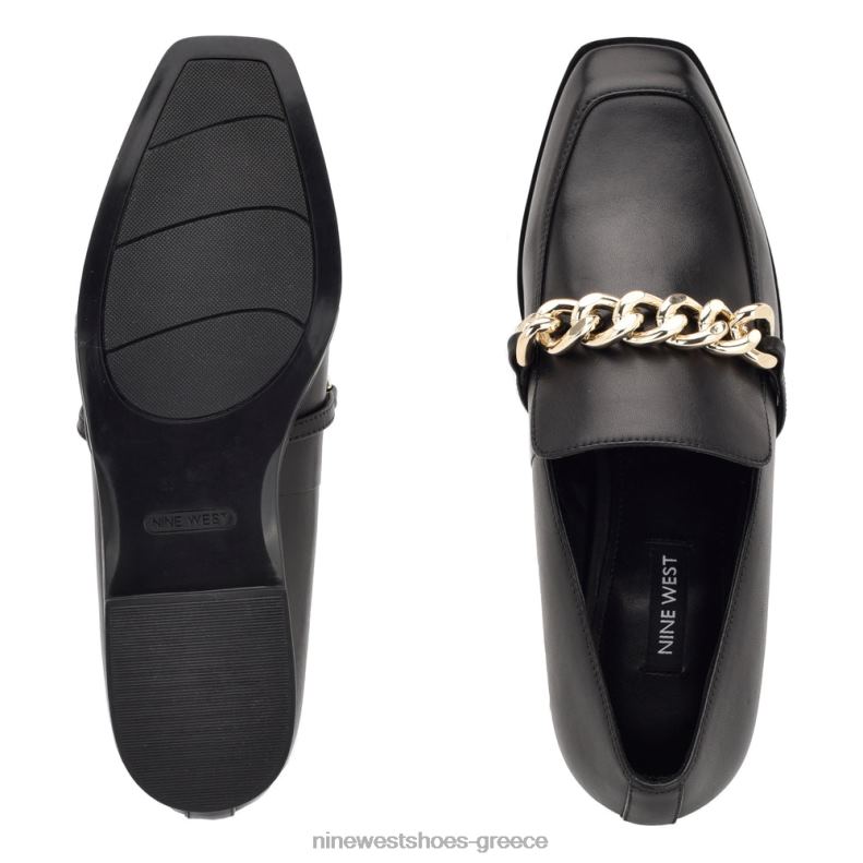 Nine West onxe slip-on loafers 2JJ4N2158 μαύρο δέρμα