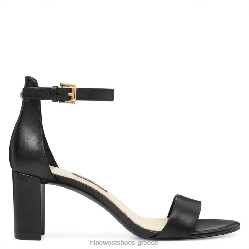 Nine West πέδιλα φτέρνας με λουράκι αστραγάλου 2JJ4N2360 μαύρο δέρμα