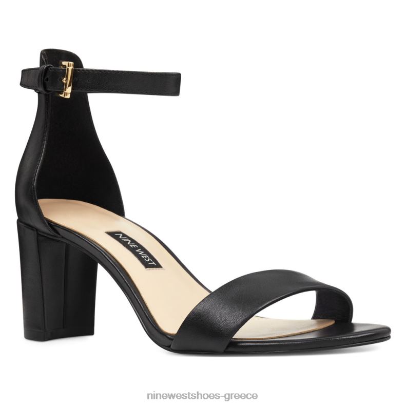 Nine West πέδιλα φτέρνας με λουράκι αστραγάλου 2JJ4N2360 μαύρο δέρμα