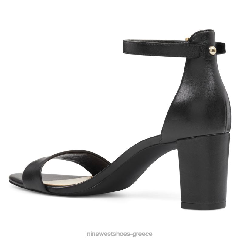 Nine West πέδιλα φτέρνας με λουράκι αστραγάλου 2JJ4N2360 μαύρο δέρμα