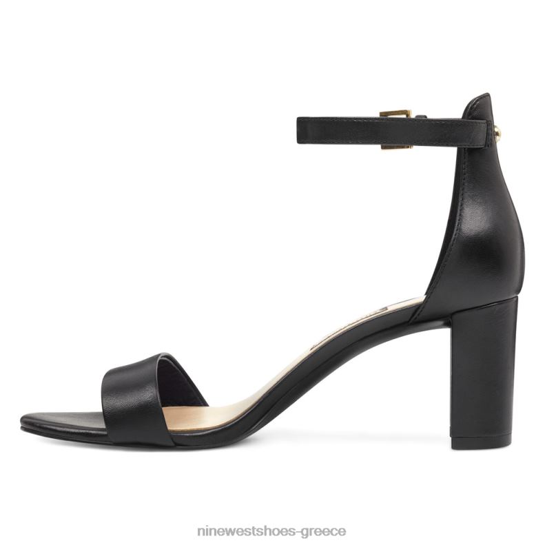 Nine West πέδιλα φτέρνας με λουράκι αστραγάλου 2JJ4N2360 μαύρο δέρμα