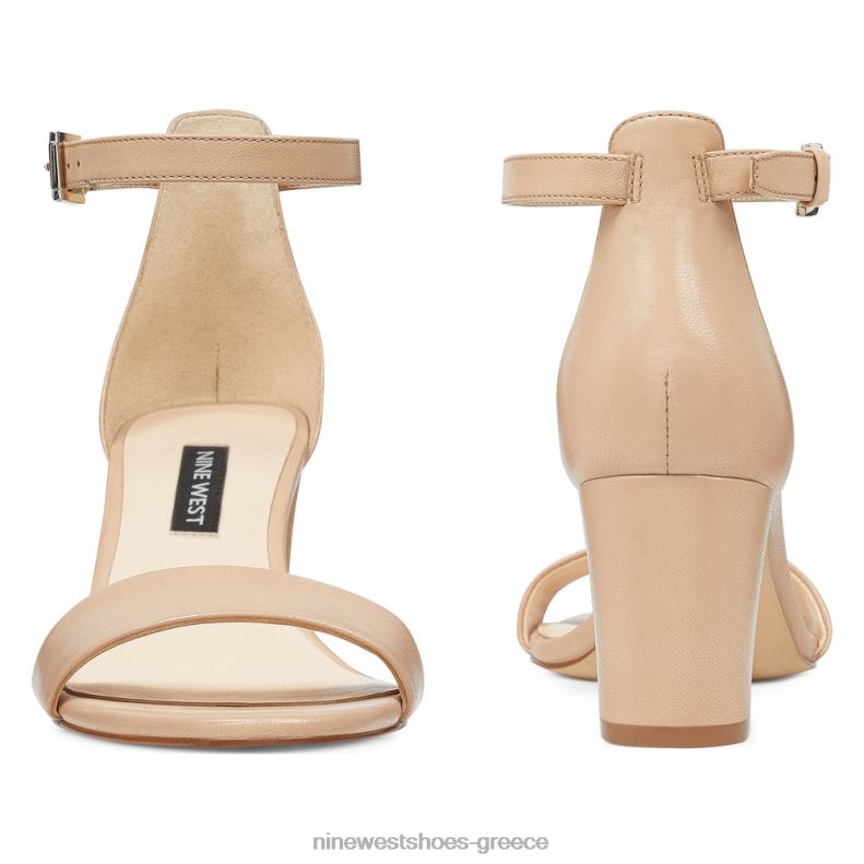 Nine West πέδιλα φτέρνας με λουράκι αστραγάλου 2JJ4N2366 μόλις γυμνό δέρμα