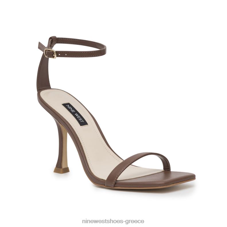 Nine West ναι σανδάλια με λουράκι στον αστράγαλο 2JJ4N2395 καφέ δέρμα