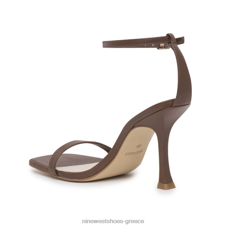 Nine West ναι σανδάλια με λουράκι στον αστράγαλο 2JJ4N2395 καφέ δέρμα