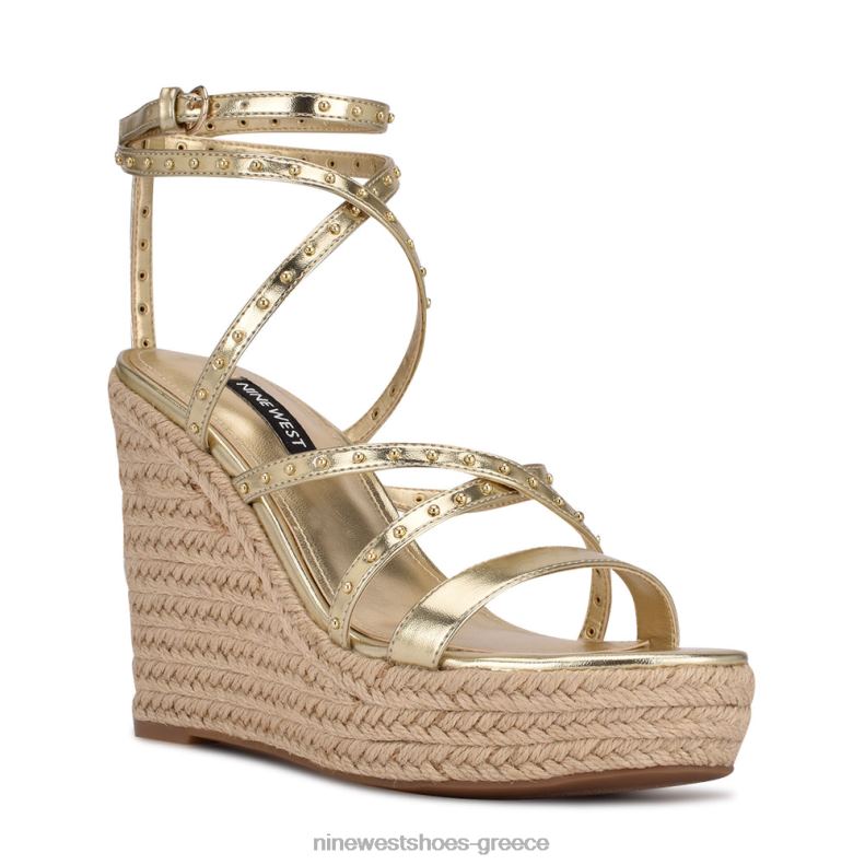 Nine West χούντα εσπαντρίγιες σφηνά σανδάλια 2JJ4N795 πλατίνο