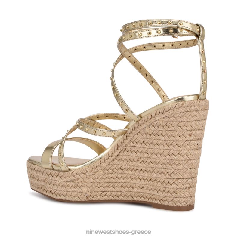 Nine West χούντα εσπαντρίγιες σφηνά σανδάλια 2JJ4N795 πλατίνο