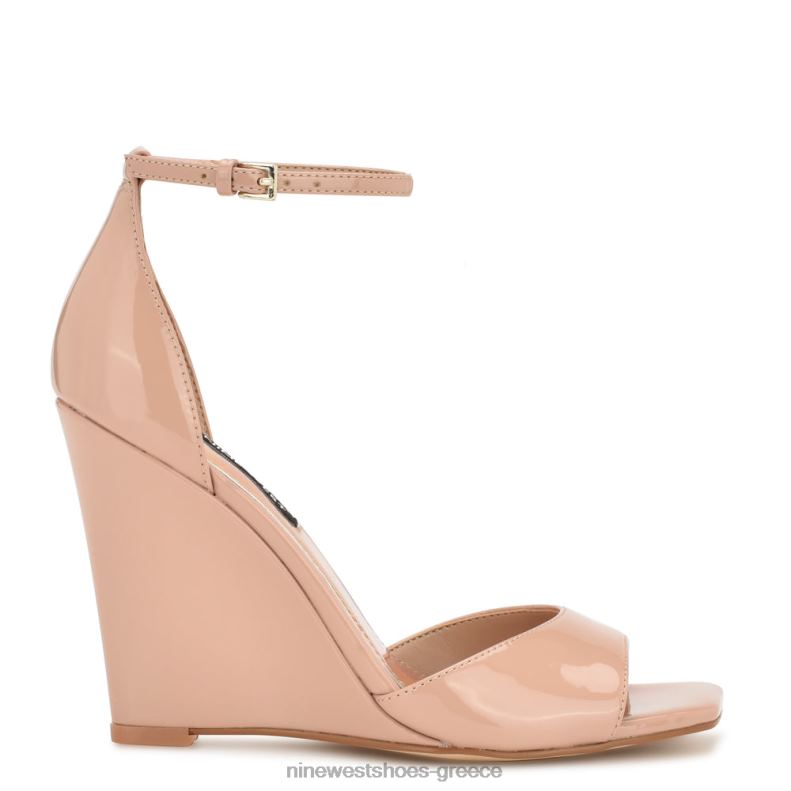 Nine West σανδάλια halena wedge 2JJ4N744 ελαφρύ φυσικό δίπλωμα ευρεσιτεχνίας