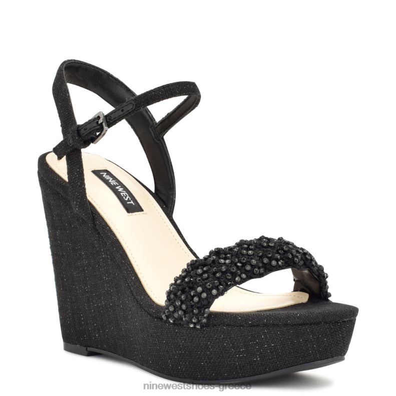 Nine West σανδάλια halora wedge 2JJ4N758 μαύρος