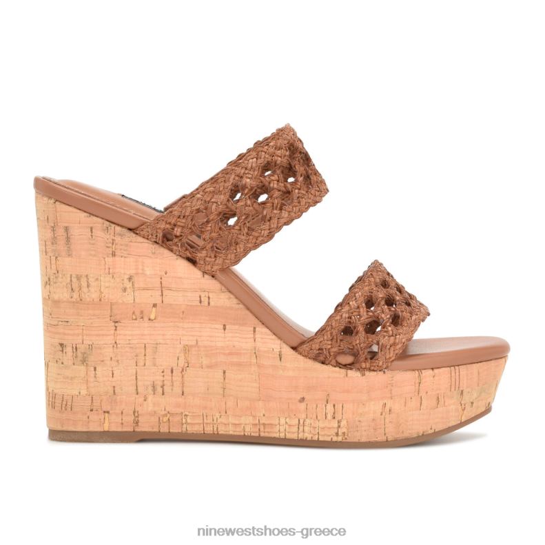 Nine West πέδιλα kalani wedge 2JJ4N743 σκούρο φυσικό