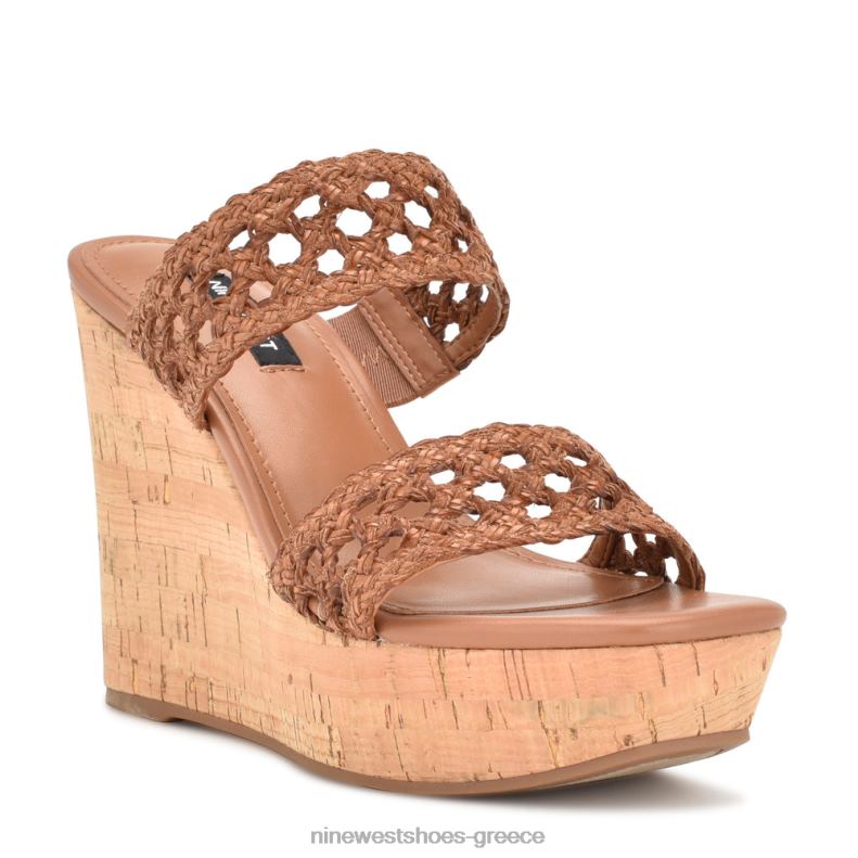 Nine West πέδιλα kalani wedge 2JJ4N743 σκούρο φυσικό