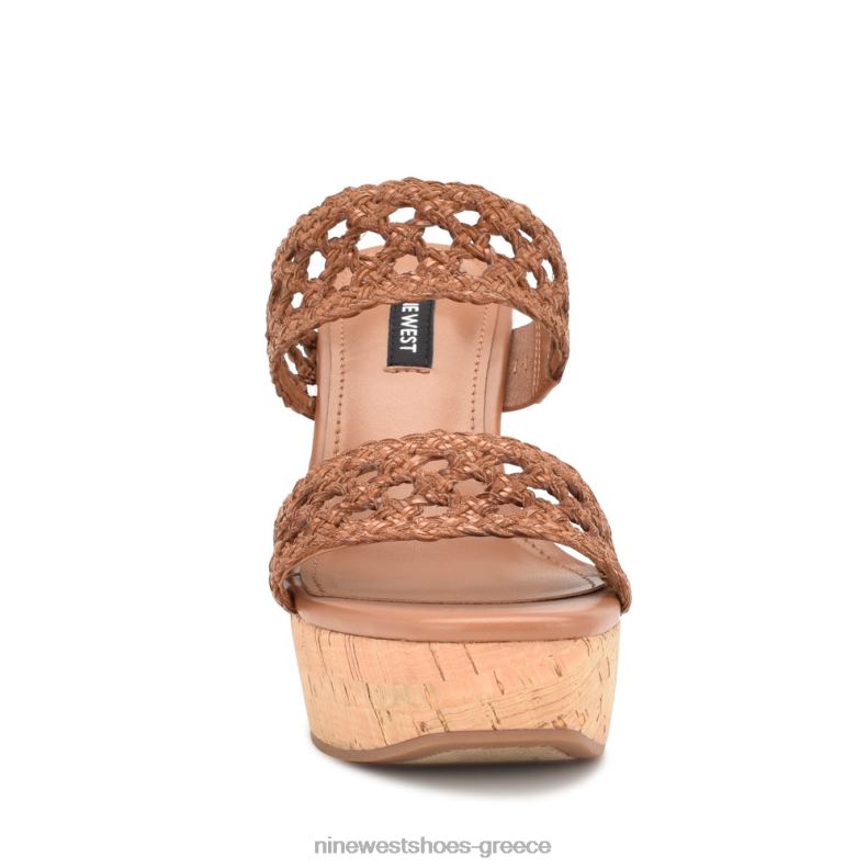 Nine West πέδιλα kalani wedge 2JJ4N743 σκούρο φυσικό