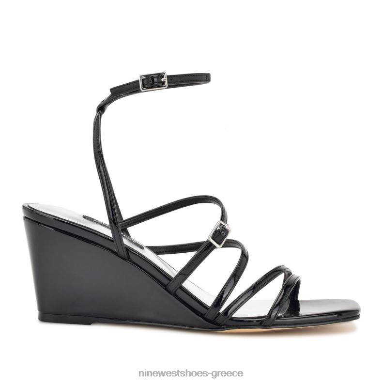 Nine West πέδιλα με σφήνα λουράκι αστραγάλου keamer 2JJ4N1130 μαύρη πατέντα - Κάντε κλικ στην εικόνα για κλείσιμο