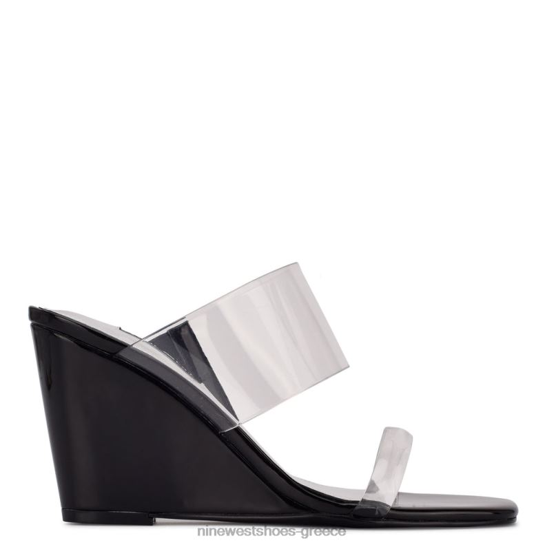 Nine West σανδάλια nats wedge 2JJ4N1914 καθαρό/μαύρο