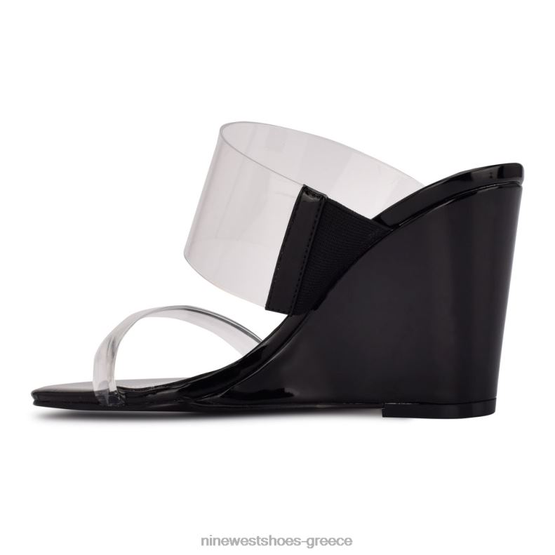 Nine West σανδάλια nats wedge 2JJ4N1914 καθαρό/μαύρο