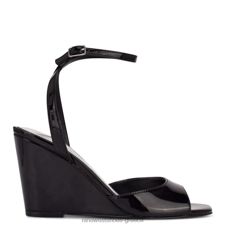 Nine West nevr λουράκι στον αστράγαλο wedge σανδάλια 2JJ4N789 μαύρος