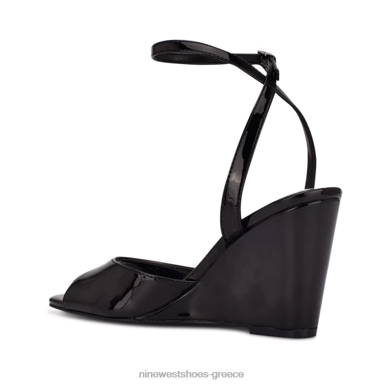 Nine West nevr λουράκι στον αστράγαλο wedge σανδάλια 2JJ4N789 μαύρος