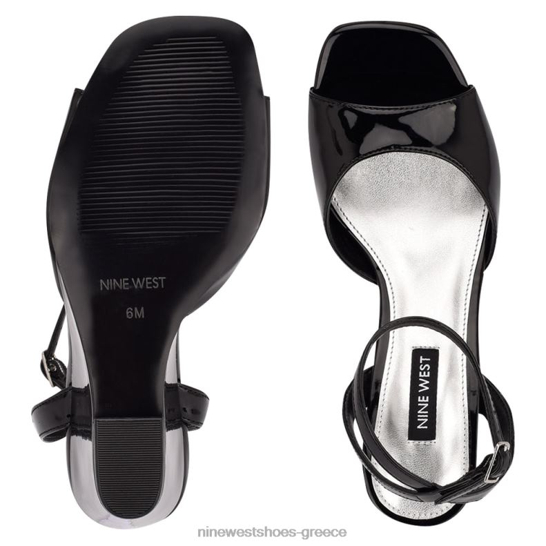 Nine West nevr λουράκι στον αστράγαλο wedge σανδάλια 2JJ4N789 μαύρος