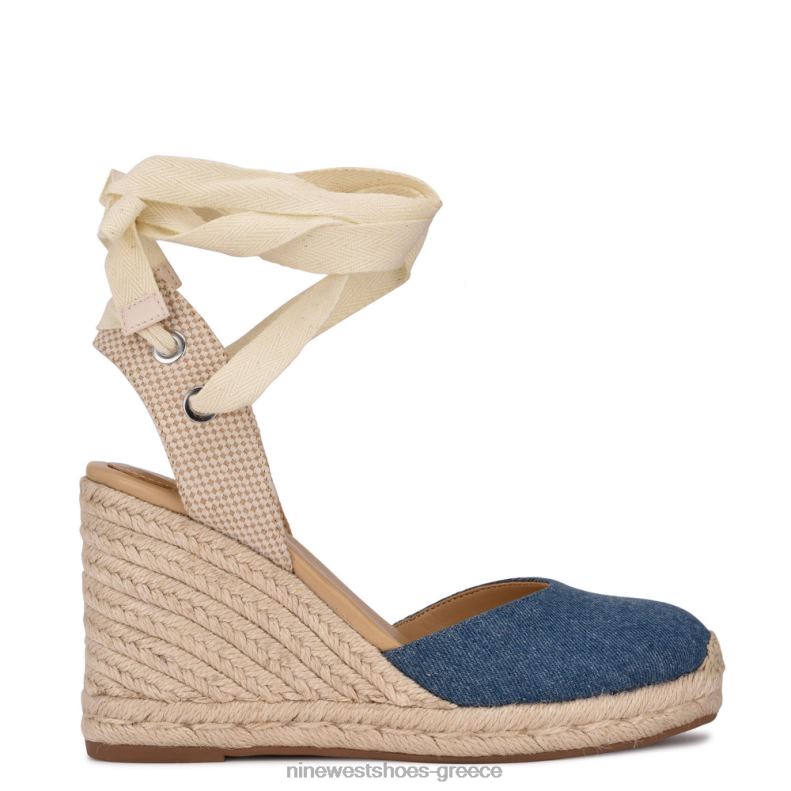 Nine West φίλος αστράγαλος wrap εσπαντρίγγια wedge σανδάλια 2JJ4N792 μπλε τζιν ύφασμα - Κάντε κλικ στην εικόνα για κλείσιμο