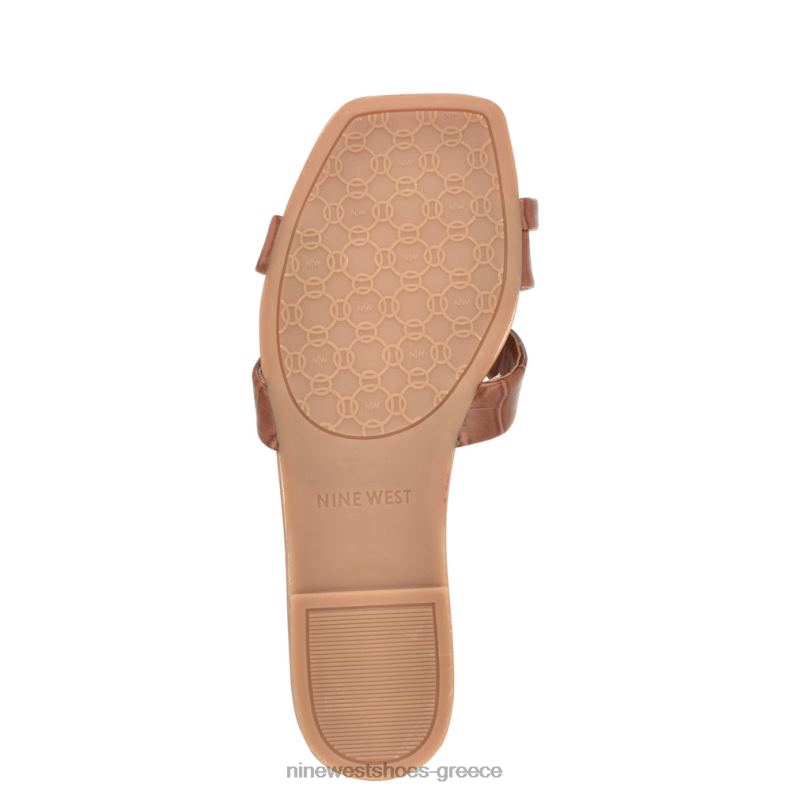 Nine West dotty flat slide σανδάλια 2JJ4N1073 πλούσιος καφές ανάγλυφος κροκό